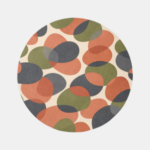 Organic Shape, Warm Minimal Abstract Pattern Outdoor Rug