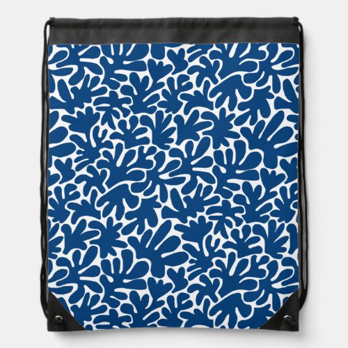 Organic Shapes Abstract 240822 _ Indigo Style Blue Drawstring Bag