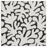 Organic Shapes Abstract 240822 - White on Black Fabric