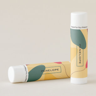 Organic shapes abstract background monogram lip balm