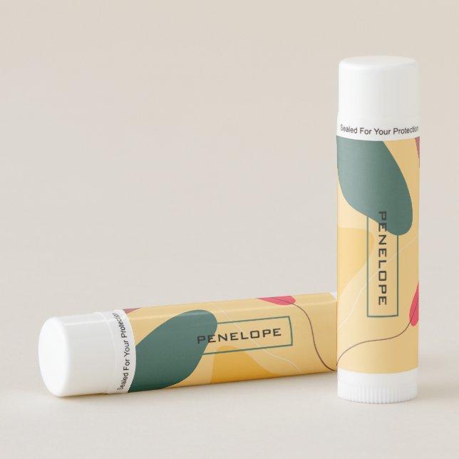 Organic shapes abstract background monogram lip balm (Front)