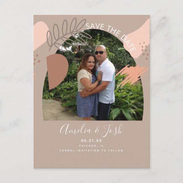 Organic Shapes Arch Boho Save the Date Photo  Post Postcard (Front)
