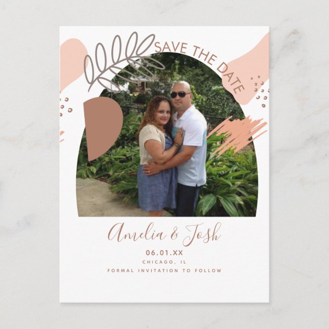 Organic Shapes Arch Boho Save the Date Photo  Postcard (Front)