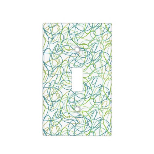 Organic Shapes in Teal Gold and Green on White Light Switch Cover