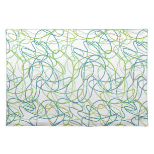 Organic Shapes in Teal, Gold, and Green on White Placemat