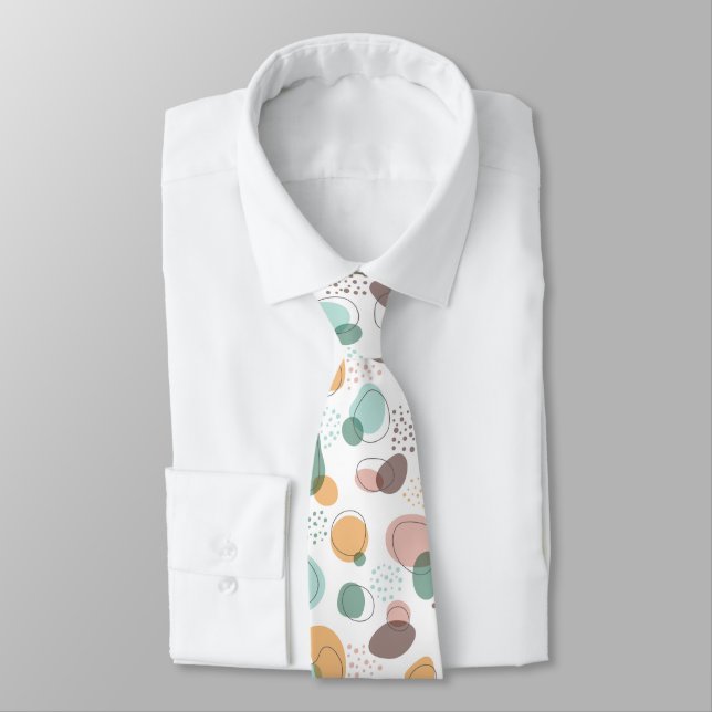 Organic shapes seamless pattern neck tie (Tied)