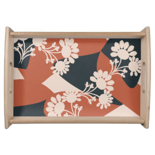 Organic Shapes Warm Tones Bohemian Floral Serving Tray