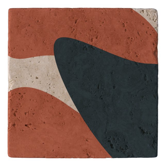 Organic Shapes Warm Tones Modern  Trivet (Front)