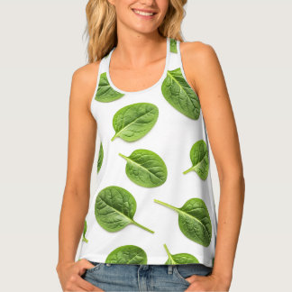 Organic Spinach Leaf Seamless Pattern Tank Top