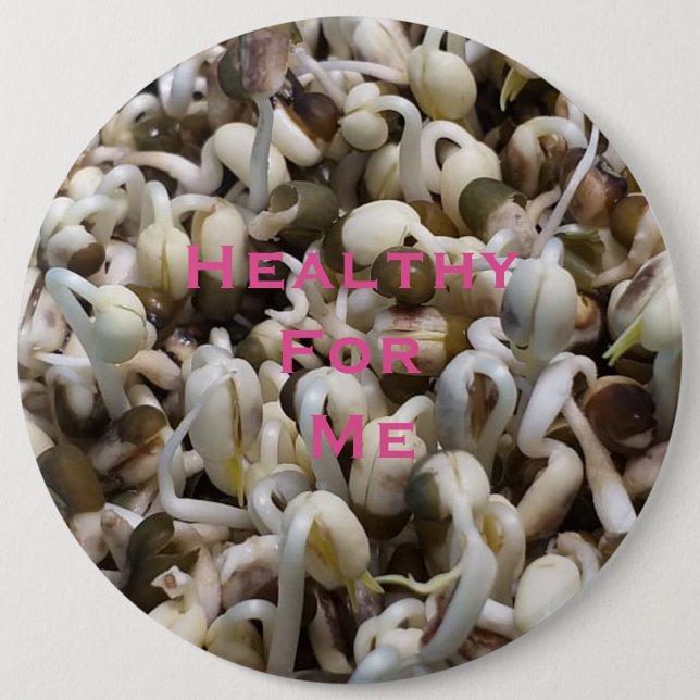 Organic Sprout Life Mung Bean Macro Photography He Button (Front)