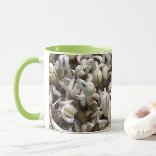Organic Sprout Life Mung Bean Macro Photography He Mug (With Donut)