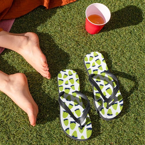 Organic summer strawberries neon green flip flops