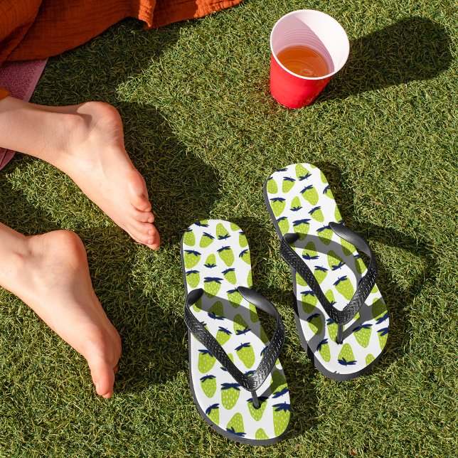 Organic summer strawberries neon green flip flops (Creator Uploaded)