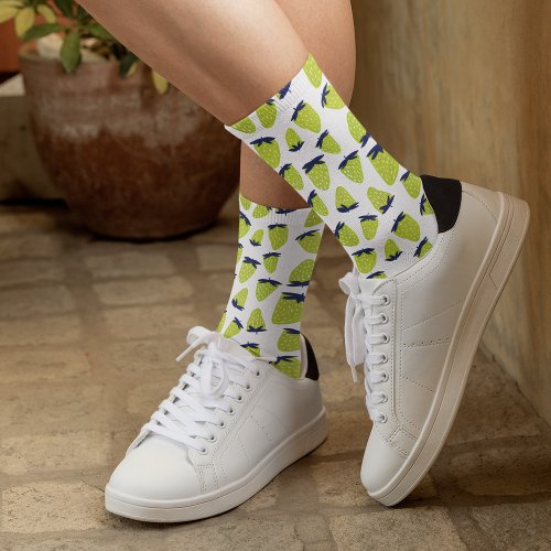 Organic summer strawberries neon green socks