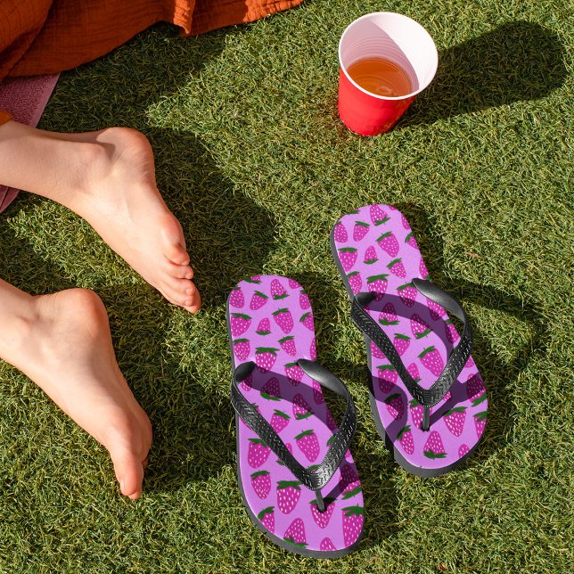 Organic summer strawberries purple  flip flops (Creator Uploaded)
