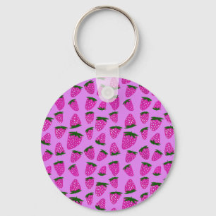 Organic summer strawberries purple keychain