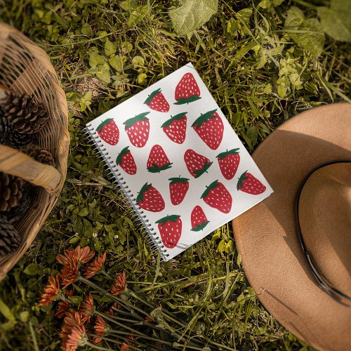 Organic summer strawberries _ red and green notebook