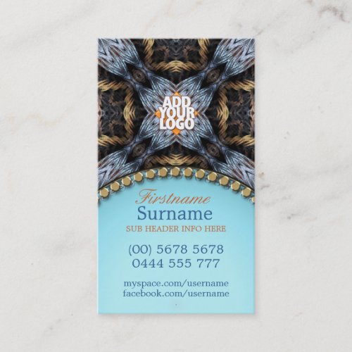 Organic Tapestry Gold Blue Business Card