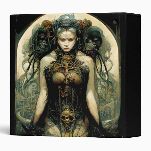 Organic Tech Woman Fantasy Sci-Fi 3 Ring Binder (Back/Spine)