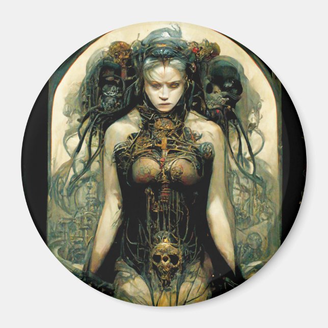 Organic Tech Woman Fantasy Sci-Fi Magnet (Front)