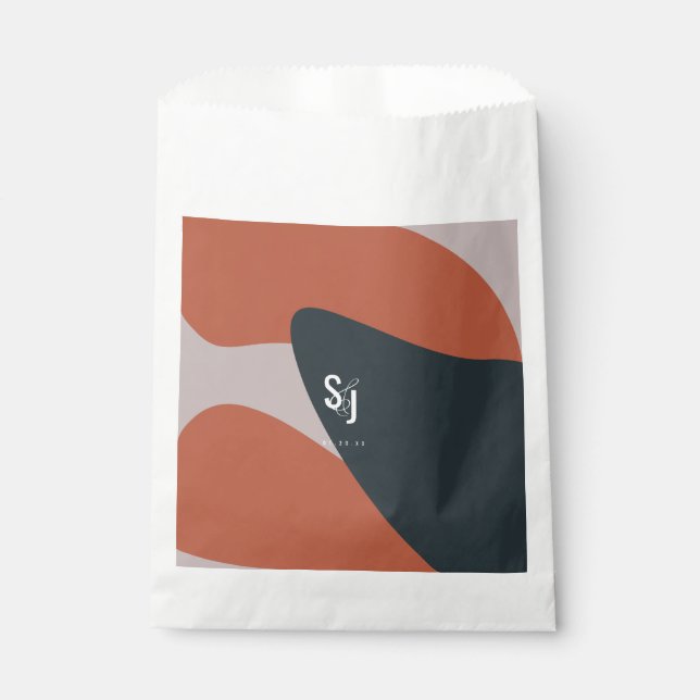 Organic Terracotta Blue Blush Wedding Favor Bag (Front)