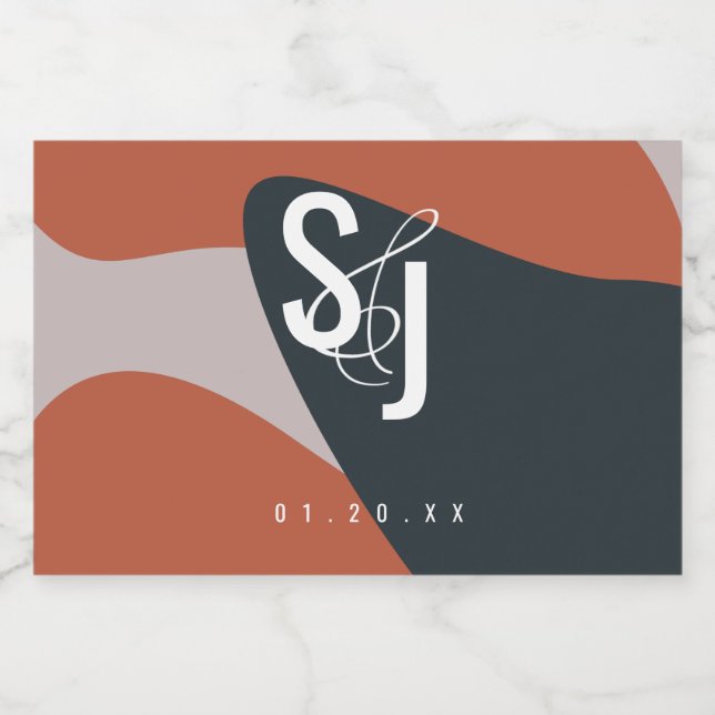 Organic Terracotta Blue Blush Wedding Food Label (Single Label)