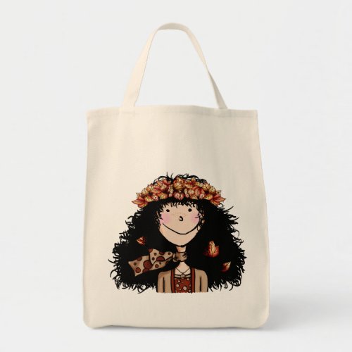 Organic Tote Bag Autumn Girl