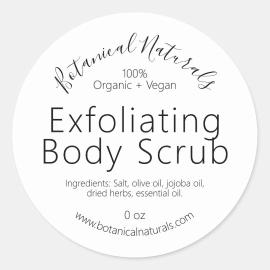 Organic Vegan Pure Handmade Body Scrub Labels | Zazzle.com