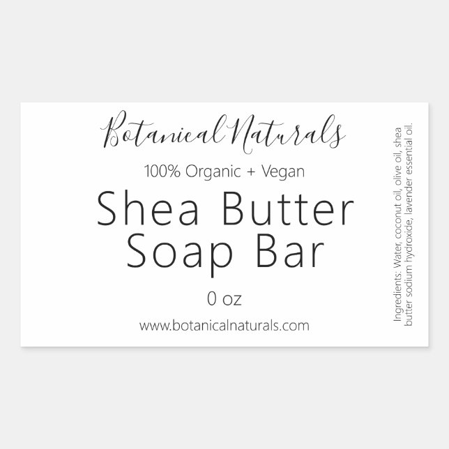 Organic Vegan Simple Handmade Butter Soap Labels (Front)