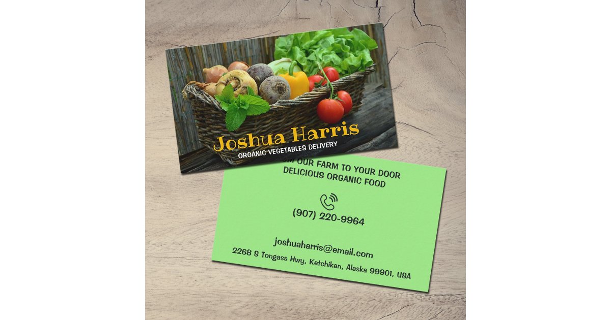 Organic Vegetables Delivery Business Card | Zazzle