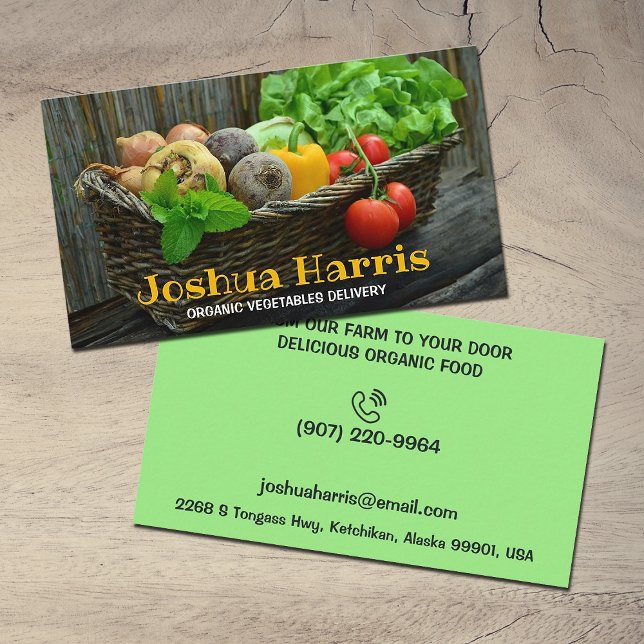 Organic Vegetables Delivery Business Card (Creator Uploaded)