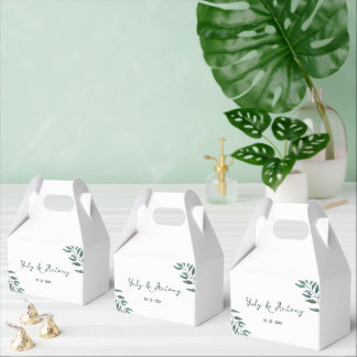 Organic Watercolor Eucalyptus Wedding Favor Boxes