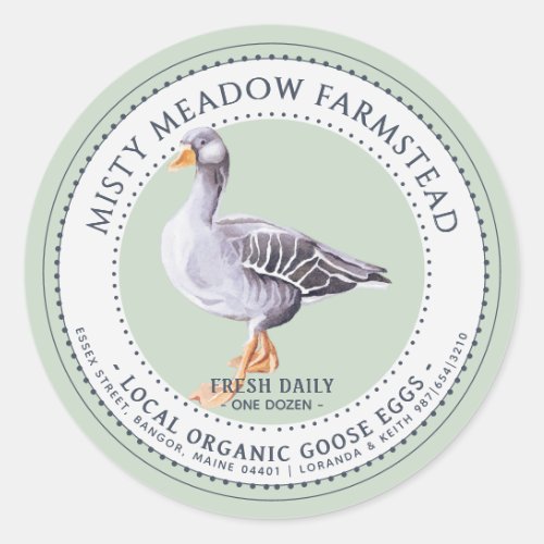 Organic Watercolor Goose Egg Carton Label Green