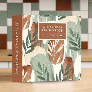 Organic Watercolor Sage Green and Oat Milk Botanic 3 Ring Binder