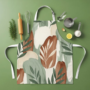 Organic Watercolor Sage Green and Oat Milk Botanic Apron