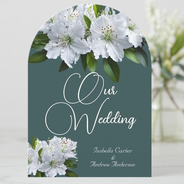 Organic Wedding Azaleas White Gray Green Floral Invitation (Creator Uploaded)