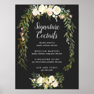 Organic WEDDING Floral Signature Cocktail Sign
