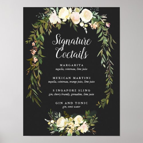 Organic WEDDING  Floral Signature Cocktail Sign
