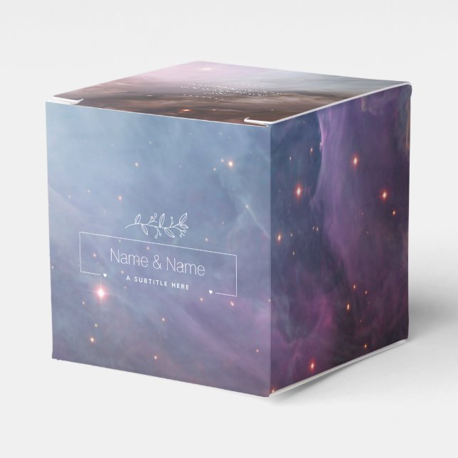 Organic white favor retro orion nebula EDITABLE Favor Boxes (Front Side)