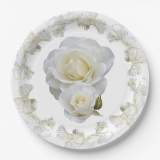 Organic White Roses, Paper Plates