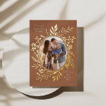 Organic Winter Botanicals Oval Photo Shape Rust Foil Holiday Card<br><div class="desc">Featuring our original hand-painted winter botanical artwork in real foil with a choice of Gold, Silver and Rose Gold Foils! The back comes with a whimsical dot pattern, a spot for an additional photo and text. Want to customize even more? Click on the “Edit using Design Tool.” All colors and...</div>