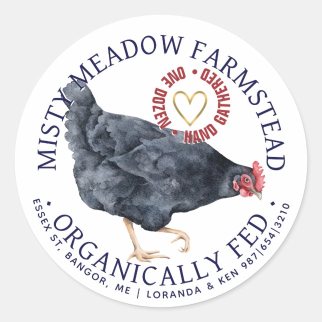 Organically Fed Hens Gold Heart Egg Carton Label (Front)
