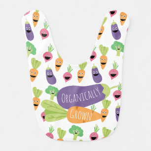 Organically Grown Happy Cartoon Vegetables Baby Bib