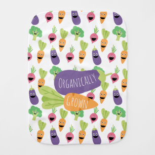 Organically Grown Happy Cartoon Vegetables Baby Burp Cloth