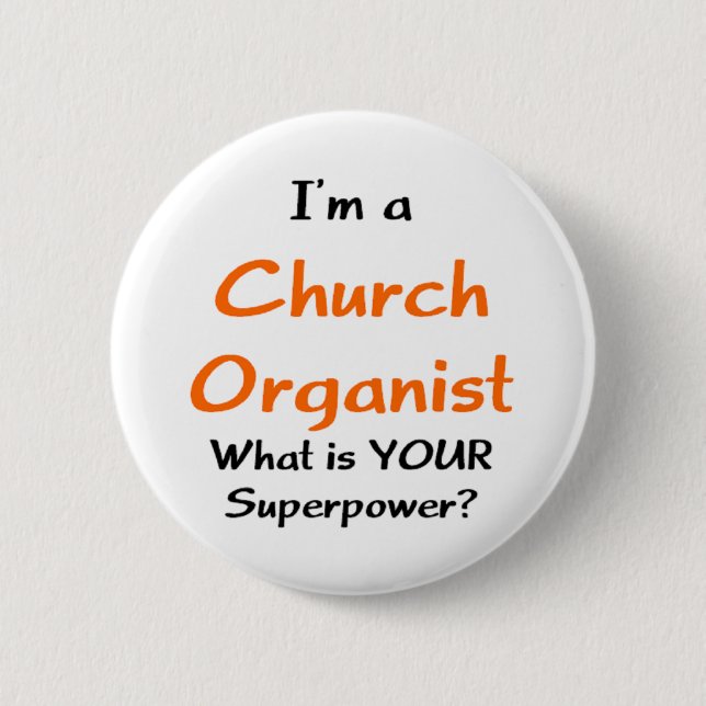 organist church pinback button (Front)