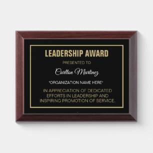 Organization/club Leadership Award plaque