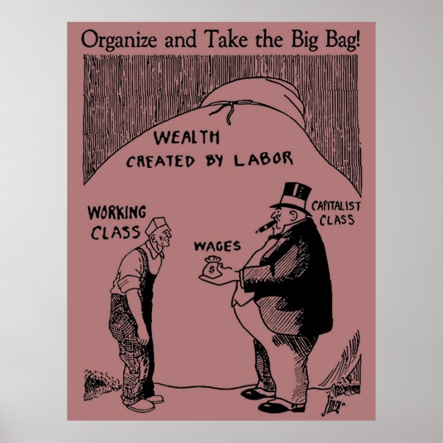 Organize And Take The Big Bag - IWW Socialist Anti Poster (Front)