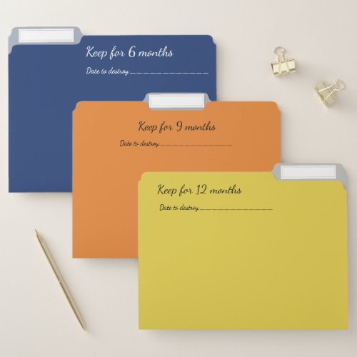 Organize your Life Blue Orange Yellow File Folder