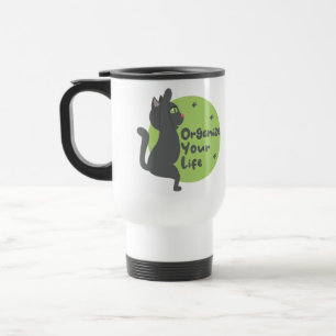 Organize your life Kawaii black cat practice yoga Travel Mug