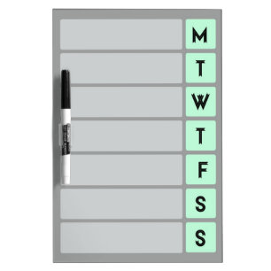 Organize Your Week - Mint and Grey Dry Erase Board